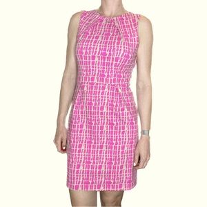 Britt Tan and Hot Pink “Crushed” Pattern Dress
